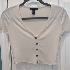 Ivory button up crop top
